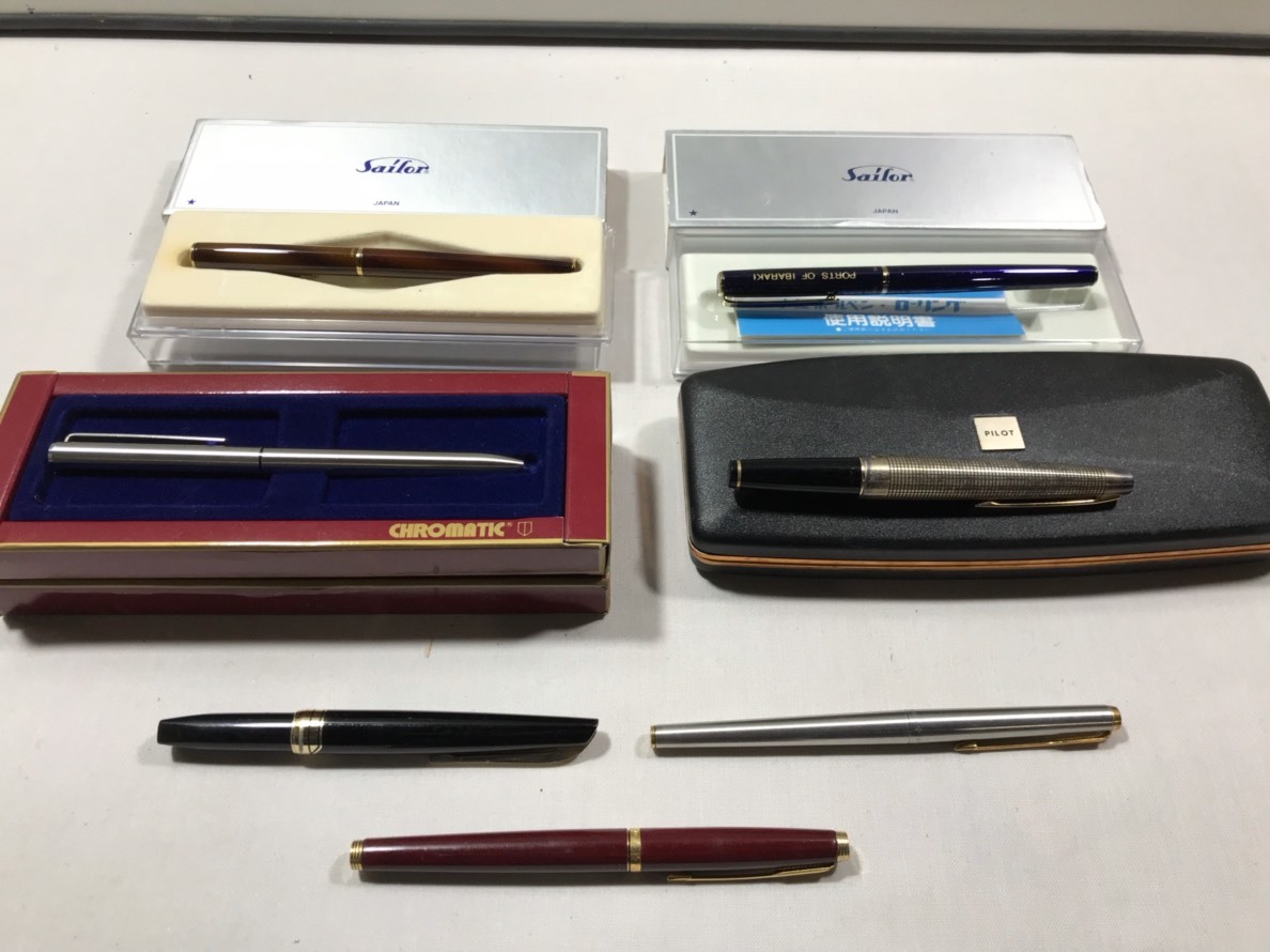 万年筆 ボールペン 7本 セット PARKER sailor CHROMATIC などを買取りいたしました